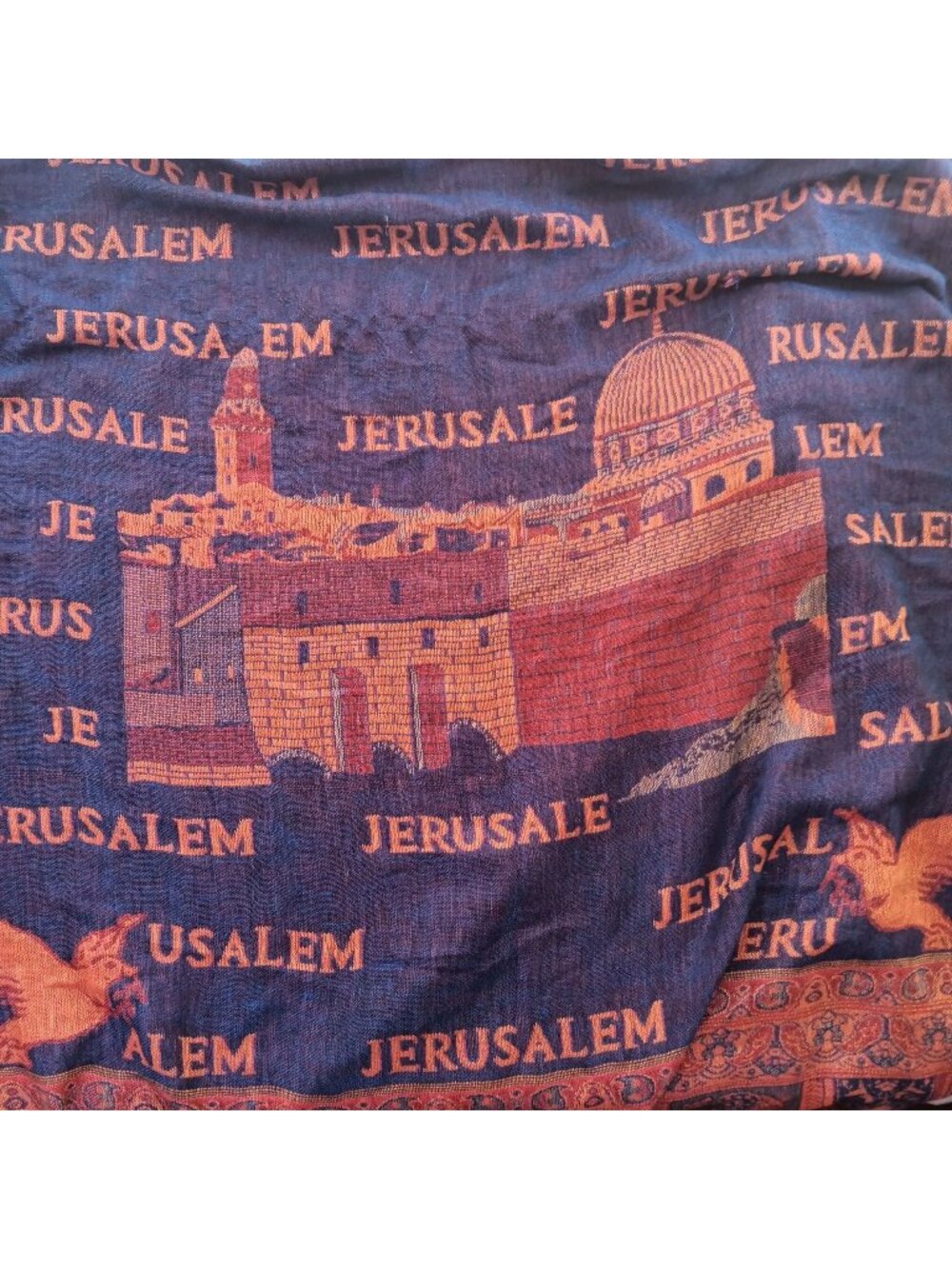 Jerusalem 100% Cashmere Scarf Shawl Fringe – Blue & Red Paisley Pattern 28x64"